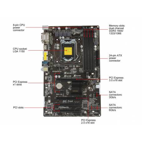 Carte mère Micro ATX Asrock B85 Pro 4 - Socket LGA1150 - DDR3 DIMM