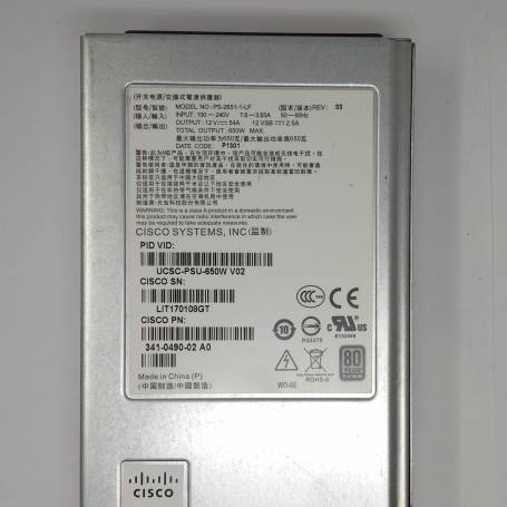 Alimentation serveur - Cisco - 341-0490-02 A0 - 650W
