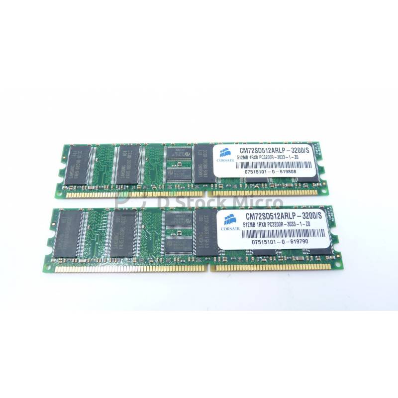 Medicinsk malpractice Settle våben RAM memory Corsair CM72SD512ARLP-3200/S 1 GB Kit (2 x 512 MB) 200 MHz -  PC3200R (DDR-400) DDR1 DIMM