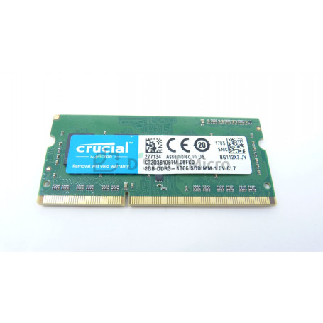 dstockmicro.com Mémoire RAM Crucial CT2G3S1067M.C8KFD 2 Go 1066 MHz - PC3-8500S (DDR3-1066) DDR3 SODIMM